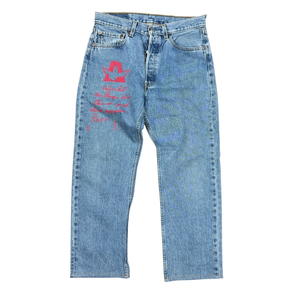 Levis 501 Jeans Mens 31x30 Blue Good Mark Gonzalez Artwork Prints